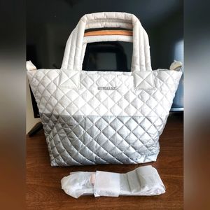 MZ Wallace White/Tin Small Metro Tote Deluxe